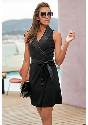 SLEEVELESS BLAZER DRESS product image (X29618.BK.1)