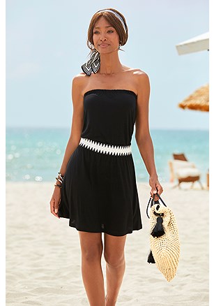 Strapless Contrast Waistband Dress product image (X29721.BK.2)