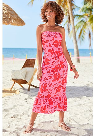 Strapless Floral Dress product image (X29723.PKRD.1)