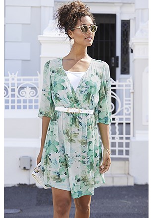 FLORAL LAYERED LOOK DRESS product image (X29779.BLMU.2)