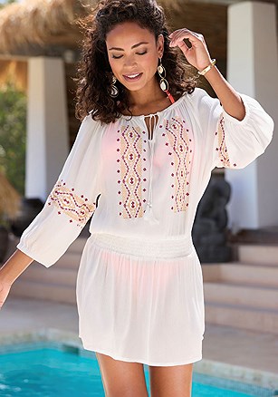 Smocked Waist Cover Up product image (X29830.WH.1)