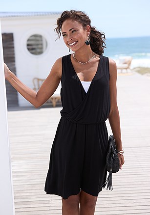 Sleeveless Wrap Look Dress product image (X29871.BKWH.1)
