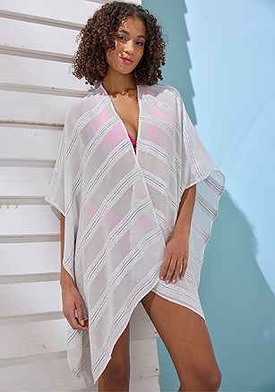 Striped Kimono Cover Up product image (X29915.WH.1)