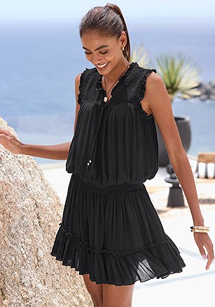 Ruffle Trim Dress product image (X29946.BK.1)