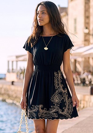 Embroidered Open Back Dress product image (X29966.BKBE.1)