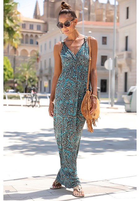 Turquoise Multi Sleeveless Maxi Dress X30004 | LASCANA