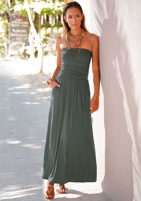 Olive Bandeau Maxi Dress X30011 | LASCANA