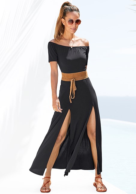 Black Off Shoulder Maxi Dress X30023 | LASCANA