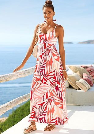 Tie Back Maxi Dress product image (X30124.ORRD.1.L)