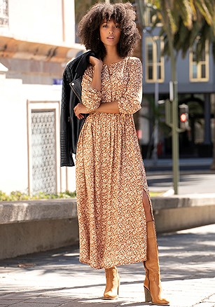 Floral Long Sleeve Maxi Dress product image (X30155BRMU_1)
