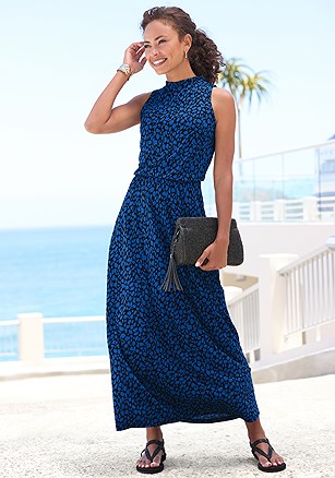 High Neck Maxi Dress product image (X30180.BLPR.1)
