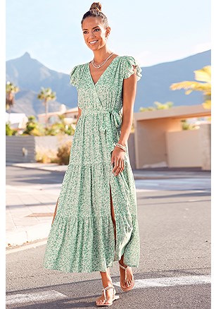 Flutter Sleeve Maxi Dress product image (X30190.GRPA.1)