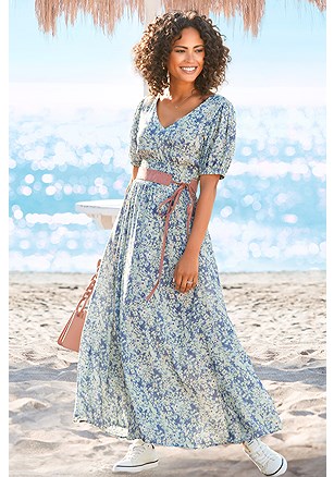 Floral Puff Sleeve Maxi Dress product image (X30191.NVPR.1.l1)