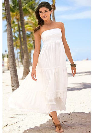 Smocked Strapless Maxi Dress product image (X30199.WH.2)