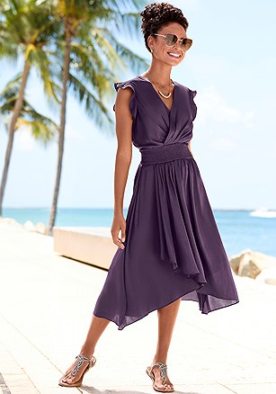 Ruffle Satin Dress product image (X30262.PU.1)