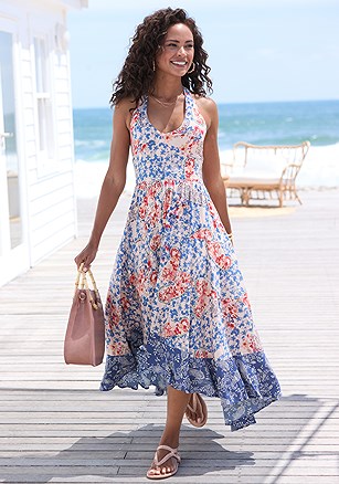 Floral Paisley Halter Dress product image (X30288.BLFL.1)