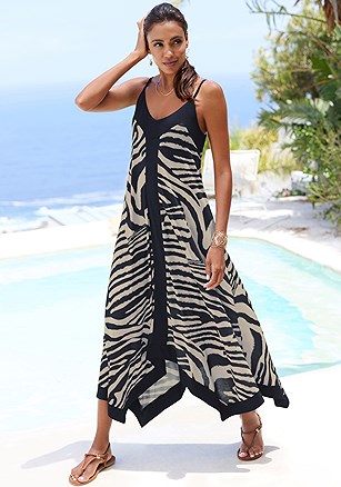 Color Block Trim Print Dress product image (X30315.IVNV.1)