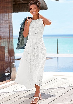 Sleeveless Eyelet Maxi Dress product image (X30318.WH.1)