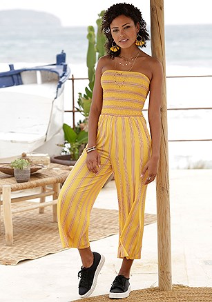 Strapless Striped Jumpsuit product image (X31015.YLMU.1)