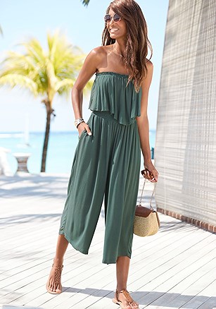 Flowy Strapless Culotte Jumpsuit product image (X31099.TEAL.1)