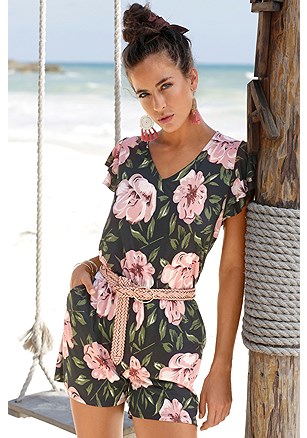Floral Ruffle Sleeve Romper product image (X32088MUPR)
