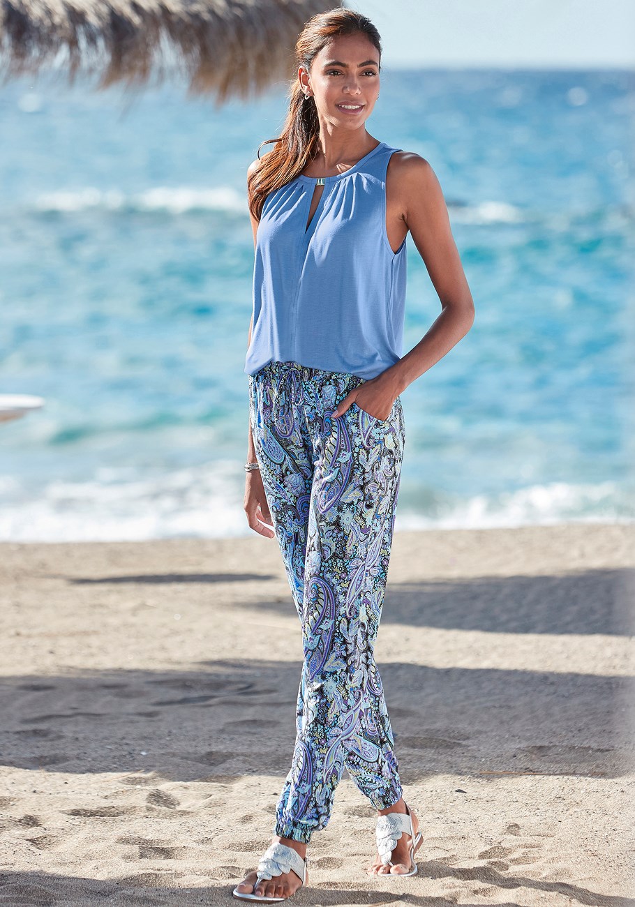 Paisley Trousers With Belt In Relaxed Fit