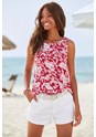 Red & White Sleeveless Tank Top X33081 - alt image - 1
