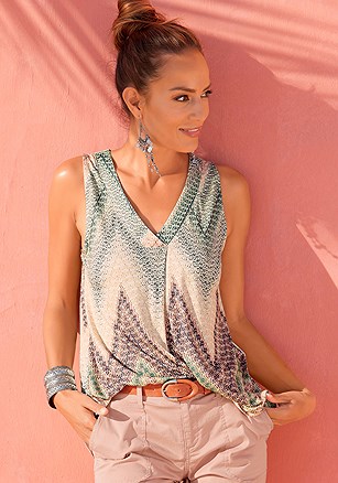 Printed V-Neck Tank Top product image (X33294.MUPR.1.L8626)