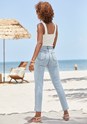 White Ribbed Knit V-Neck Top X33308 - alt image - 2