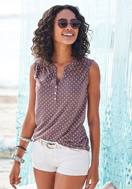Taupe Print | LASCANA & White Top Tank All X33331 Over