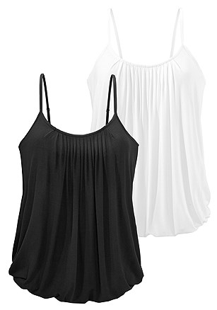 2 Pk Pleated Neckline Tops product image (X33335.BKWH.3)