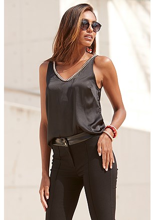 Chain V-Neck Top product image (X33369.BK.1)