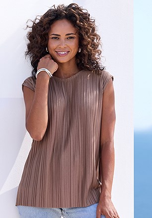 Pleated Cap Sleeve Top product image (X33531.TP.1)