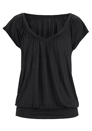 Casual V-Neck Top product image (X34006-BK_01)