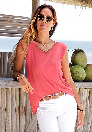 Cord Detail V-Neck Top product image (X34030.CO.1.P710)