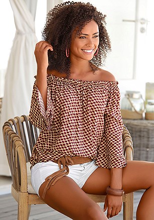 Printed Off Shoulder Top product image (X34116-BYMU-00-S)