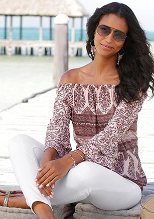 Printed Off Shoulder Top product image (X34116.MUPR.X38041.WH.1)