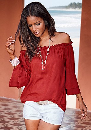 Flowy Carmen Top product image (X34124-RD-00-S)