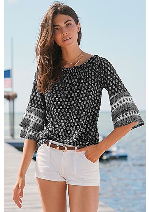 Flowy Carmen Top product image (X34124.BKWH.1.1.A)