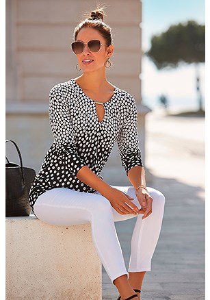 Polka Dot Keyhole Top product image (X34165.WHDT.BD)