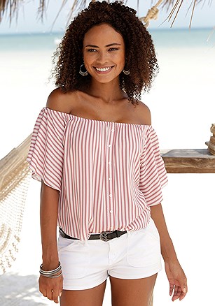 Striped Off Shoulder Top product image (X34406.RDST.X37012.WH.1.P710)