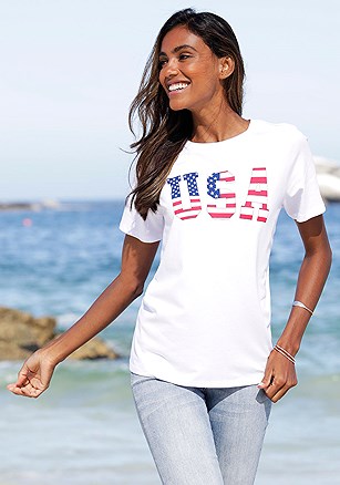 USA Flag Print Shirt product image (X34426.WHPR.4S)