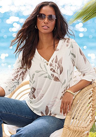 Button V-Neck Top product image (X34435.IVFL.2)