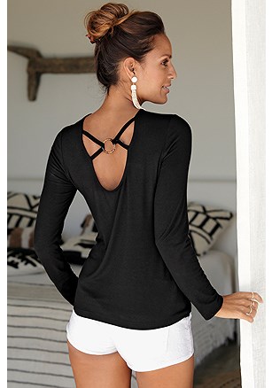 Strappy Back Long Sleeve Top product image (X34438BK_2)