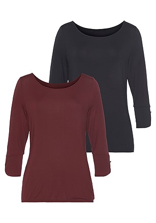 2 Pk 3/4 Sleeve Tops product image (X34453BYNV_3)