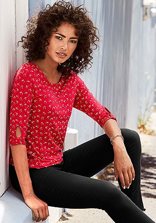 2 Pk Floral 3/4 Sleeve Tops product image (X34463RDGY_8)