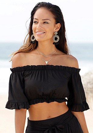 Off The Shoulder Crop Top product image (X34485.BK.1.G101624)