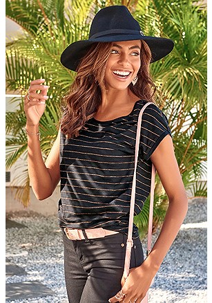 Shimmer Stripe Top product image (X34486.BKST.1.A26)