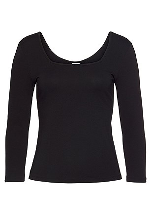Square Neck Long Sleeve Top product image (X34497.BK_3)