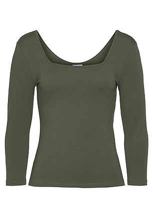 Square Neck Long Sleeve Top product image (X34497.KH_3)